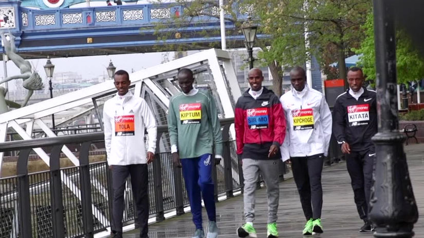 The Men's Elite runners arrive in London....